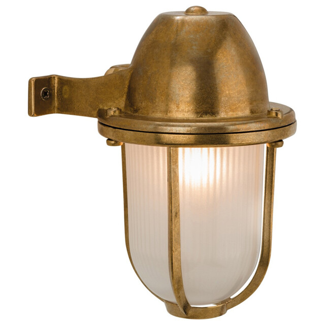 Nautic 1 Light Outdoor Wall Light Solid Brass, Frosted Glass IP64, E27