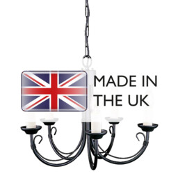 Chartwell 5 Light Chandelier Black Finish, E14 - thumbnail 5