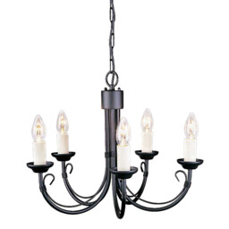 Chartwell 5 Light Chandelier Black Finish, E14 - thumbnail 1