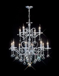 Zinta Ceiling Pendant Chandelier 2 Tier 12 Light Polished Chrome, Crystal (Item Requires Assembly) - thumbnail 2