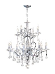 Zinta Ceiling Pendant Chandelier 2 Tier 12 Light Polished Chrome, Crystal (Item Requires Assembly) - thumbnail 1