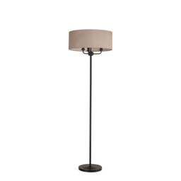 Banyan 3 Light Switched Floor Lamp With 50cm x 20cm Dual Faux Silk Fabric Shade Matt Black/Nude Beige - thumbnail 5