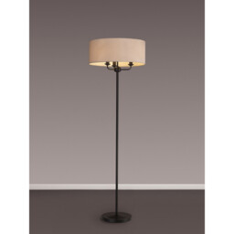 Banyan 3 Light Switched Floor Lamp With 50cm x 20cm Dual Faux Silk Fabric Shade Matt Black/Nude Beige - thumbnail 2