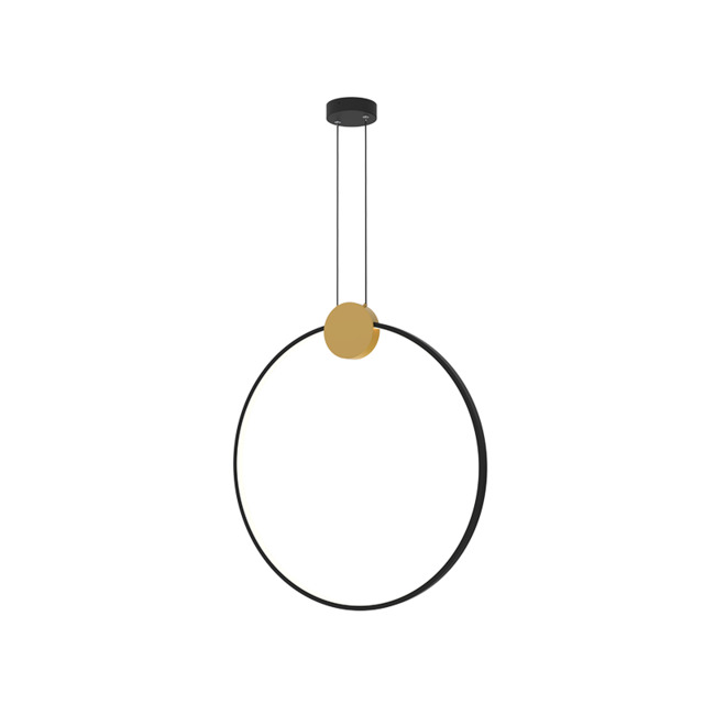 Viora 60cm Pendant Ceiling Light Gold Matt-Black Matt Ring LED 3000K Dimmable - image 1