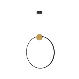 Viora 60cm Pendant Ceiling Light Gold Matt-Black Matt Ring LED 3000K Dimmable - thumbnail 1