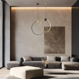 Viora 60cm Pendant Ceiling Light Gold Matt-Black Matt Ring LED 3000K Dimmable - thumbnail 3