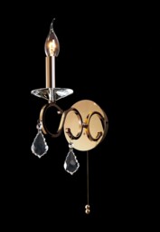 Torino Wall Lamp Switched 1 Candle Light French Gold, Crystal - thumbnail 2