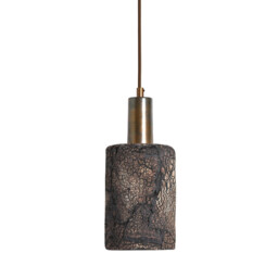 Senna Pendant Black Clay, Antique Brass