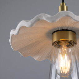 Kirhii Bathroom Pendant Matte White Striped, Satin Brass, IP44 - thumbnail 5