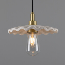 Kirhii Bathroom Pendant Matte White Striped, Satin Brass, IP44