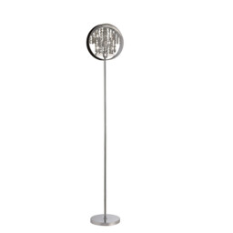 Geo Floor Lamp Black Shade 9 Light G4 Polished Chrome/Crystal, NOT LED/CFL Compatible