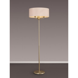 Banyan 3 Light Switched Floor Lamp With 50cm x 20cm Dual Faux Silk Fabric Shade Champagne Gold/Nude Beige - thumbnail 2