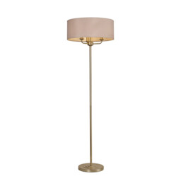 Banyan 3 Light Switched Floor Lamp With 50cm x 20cm Dual Faux Silk Fabric Shade Champagne Gold/Nude Beige