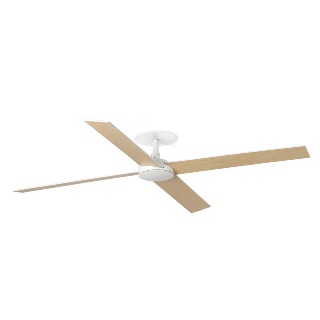 Rudder Recessed 132cm Ceiling Fan Matt White, Ash Wood Blades, 4 Blade Reversible - image 1