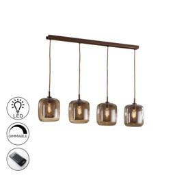 Fox 4 Light Dimmable Hanging Ceiling Pendant Mesh Brown with Remote Control, E27 - thumbnail 2