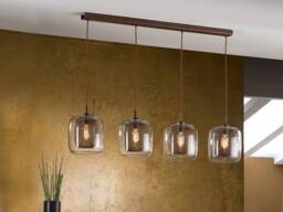 Fox 4 Light Dimmable Hanging Ceiling Pendant Mesh Brown with Remote Control, E27 - thumbnail 1