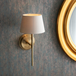 Rennes & Cici Wall Lamp with Shade Antique Brass Plate & Ivory Linen Mix Fabric - thumbnail 3