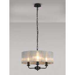 Banyan 3 Light Multi Arm Pendant With 45cm x 15cm Organza Shade Matt Black/Grey - thumbnail 2