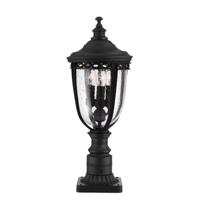 English Bridle 3 Light Medium Outdoor Pedestal Light Black IP44, E14 - image 1