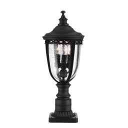 English Bridle 3 Light Medium Outdoor Pedestal Light Black IP44, E14