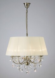 Olivia Ceiling Pendant with Cream Shade 8 Light Antique Brass, Crystal - thumbnail 2