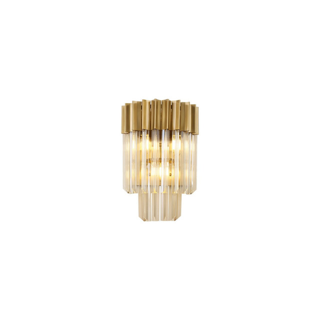 Poland Wall Lamp 3 Light E14, Brass, Cognac Sculpted Glass - image 1