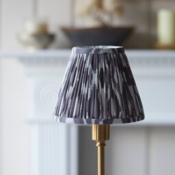 Burley Rechargeable Brushed Aged Brass Plate Table Lamp with Pearl Grey Fabric Ikat Shade 16cm Integrated LED - thumbnail 5