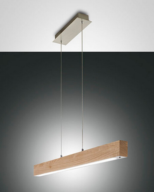 Badia LED Straight Bar Pendant Ceiling Light Oak Glass - image 1