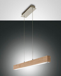 Badia LED Straight Bar Pendant Ceiling Light Oak Glass