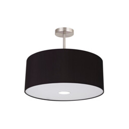 Baymont Satin Nickel 3 Light E27 Semi Flush With 50cm x 20cm Faux Silk Shade, Black/White Laminate - thumbnail 5