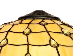 Lincoln 2 Light Octagonal Table Lamp E27 With 40cm Tiffany Shade, Beige, Clear Crystal, Aged Antique Brass - thumbnail 3