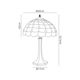 Lincoln 2 Light Octagonal Table Lamp E27 With 40cm Tiffany Shade, Beige, Clear Crystal, Aged Antique Brass - thumbnail 2