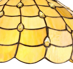 Lincoln 2 Light Octagonal Table Lamp E27 With 40cm Tiffany Shade, Beige, Clear Crystal, Aged Antique Brass - thumbnail 5