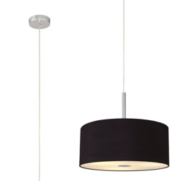 Baymont Polished Chrome 5 Light E27 Single Pendant With 40cm x 18cm Dual Faux Silk Shade, Black/Green Olive