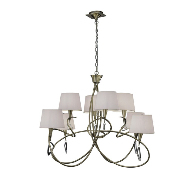 Mara Pendant 2 Tier 8 Light E14, Antique Brass Ivory White Shades - image 1