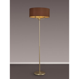 Banyan 3 Light Switched Floor Lamp With 50cm x 20cm Dual Faux Silk Fabric Shade Champagne Gold/Raw Cocoa - thumbnail 2