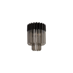 Poland Ceiling Lamp Round 3 Light E14, Matt Black, Smoke Sculpted Glass - thumbnail 5