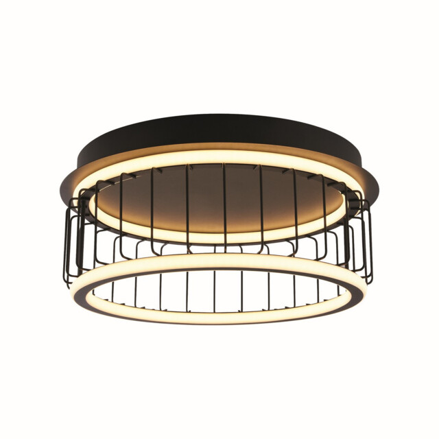 Circolo Cage LED Flush Ceiling Light, Black Metal - image 1