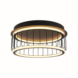 Circolo Cage LED Flush Ceiling Light, Black Metal - thumbnail 1