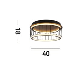 Circolo Cage LED Flush Ceiling Light, Black Metal - thumbnail 5