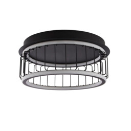 Circolo Cage LED Flush Ceiling Light, Black Metal - thumbnail 3