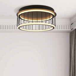 Circolo Cage LED Flush Ceiling Light, Black Metal - thumbnail 2