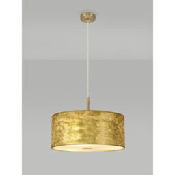 Baymont Antique Brass 3 Light E27 Single Pendant With 50cm x 20cm Gold Leaf Shade With Frosted/AB Acrylic Diffuser - thumbnail 2
