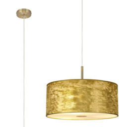 Baymont Antique Brass 3 Light E27 Single Pendant With 50cm x 20cm Gold Leaf Shade With Frosted/AB Acrylic Diffuser - thumbnail 1
