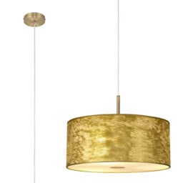 Baymont Antique Brass 3 Light E27 Single Pendant With 50cm x 20cm Gold Leaf Shade With Frosted/AB Acrylic Diffuser