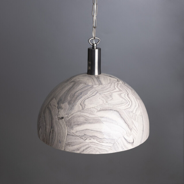 Kauri Dome Pendant 37cm Marbled, Antique Silver - image 1