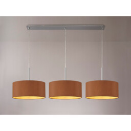 Baymont Satin Nickel 3 Light E27 Linear Pendant With 40cm x 18cm Dual Faux Silk Shade, Raw Cocoa/Grecian Bronze - thumbnail 2
