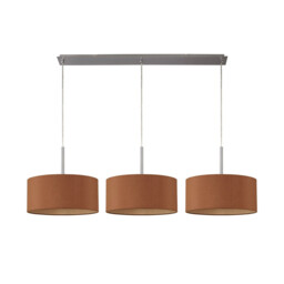 Baymont Satin Nickel 3 Light E27 Linear Pendant With 40cm x 18cm Dual Faux Silk Shade, Raw Cocoa/Grecian Bronze - thumbnail 5