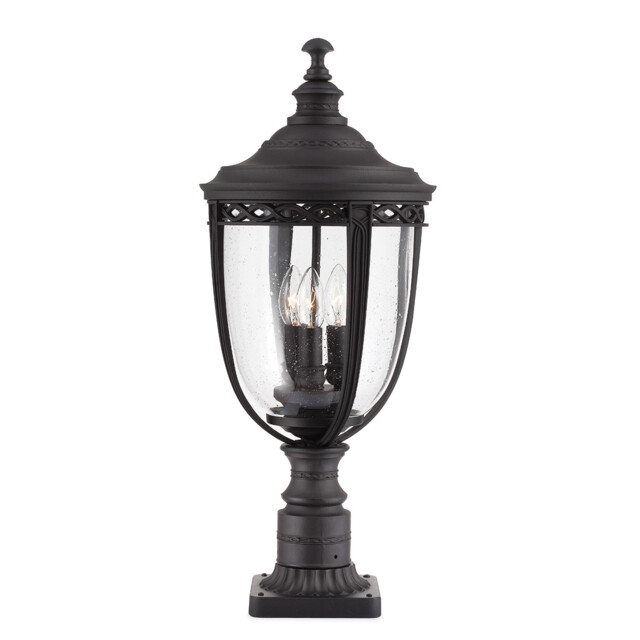 English Bridle 3 Light Large Outdoor Pedestal Light Black IP44, E14 - image 1