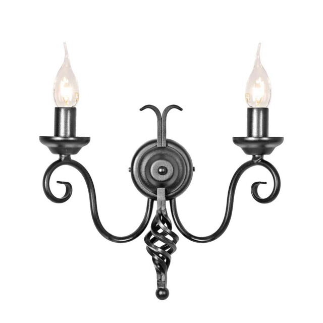 Harlech 2 Light Indoor Candle Wall Light Black with Shade - image 1